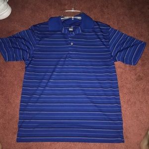 Blue striped golf polo